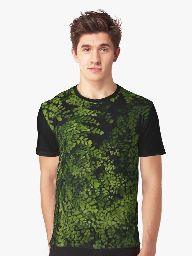 Graphic tee featuring a design of tropical leaves and nature elements - Men