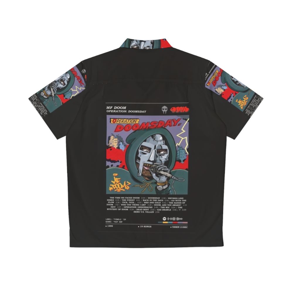 MF DOOM Hawaiian Shirt featuring retro album poster design - Back