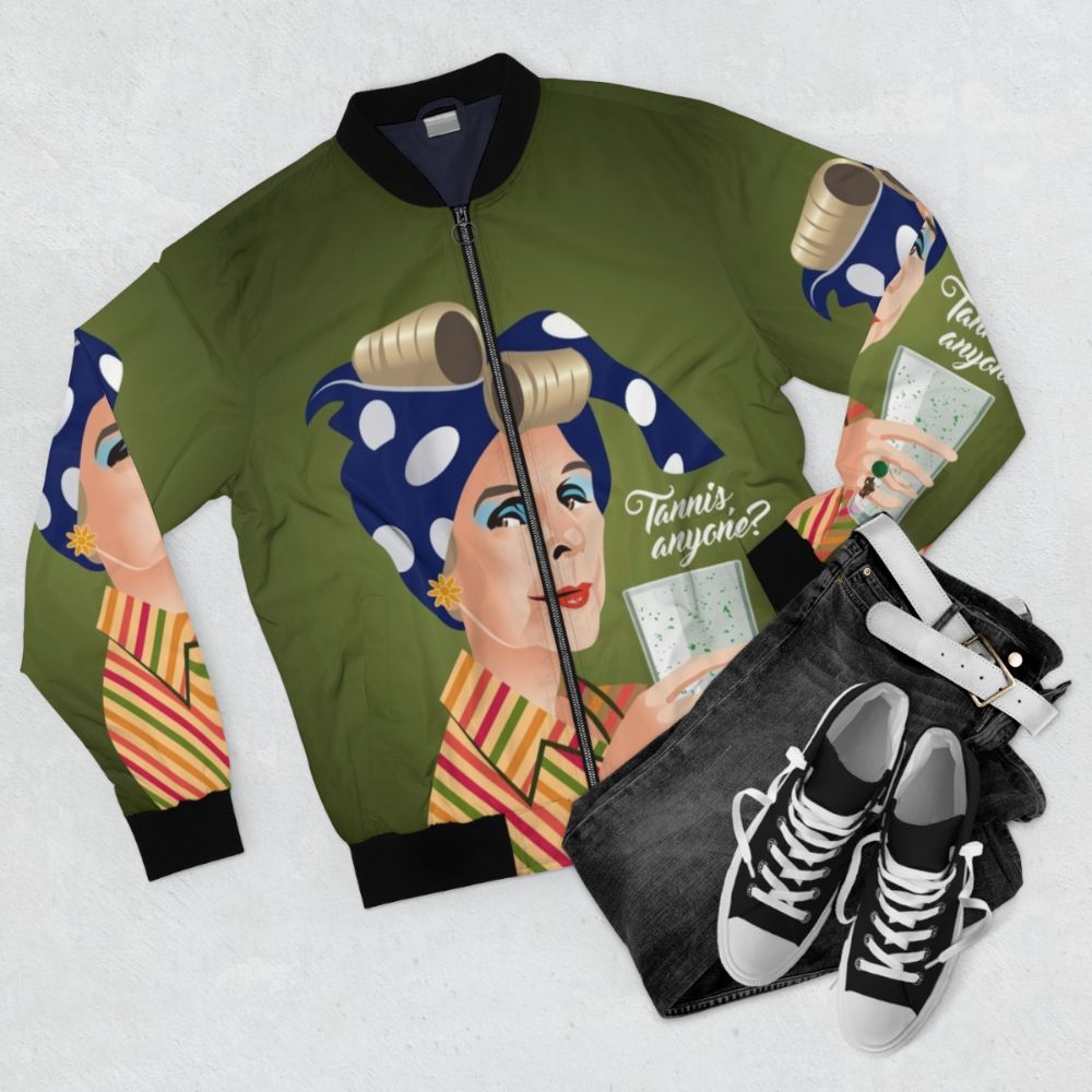 Minnie Mouse inspired women's bomber jacket with retro style - Flat lay