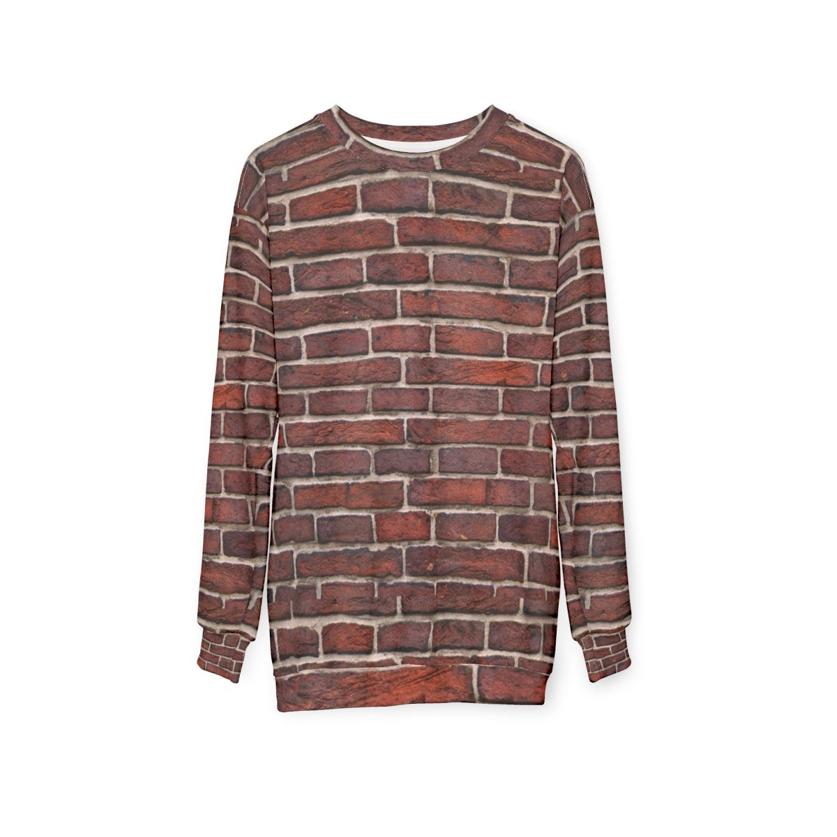 Red brick wall pattern design on sweatshirt - hanging