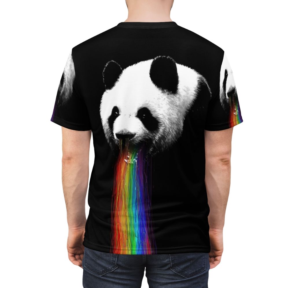 Colorful graphic t-shirt featuring a panda design with vibrant colors and patterns - men back