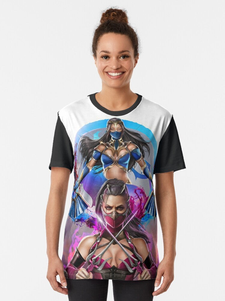 NEW ERA Mortal Kombat Cosplay Graphic T-Shirt featuring a female princess and dragons - Women