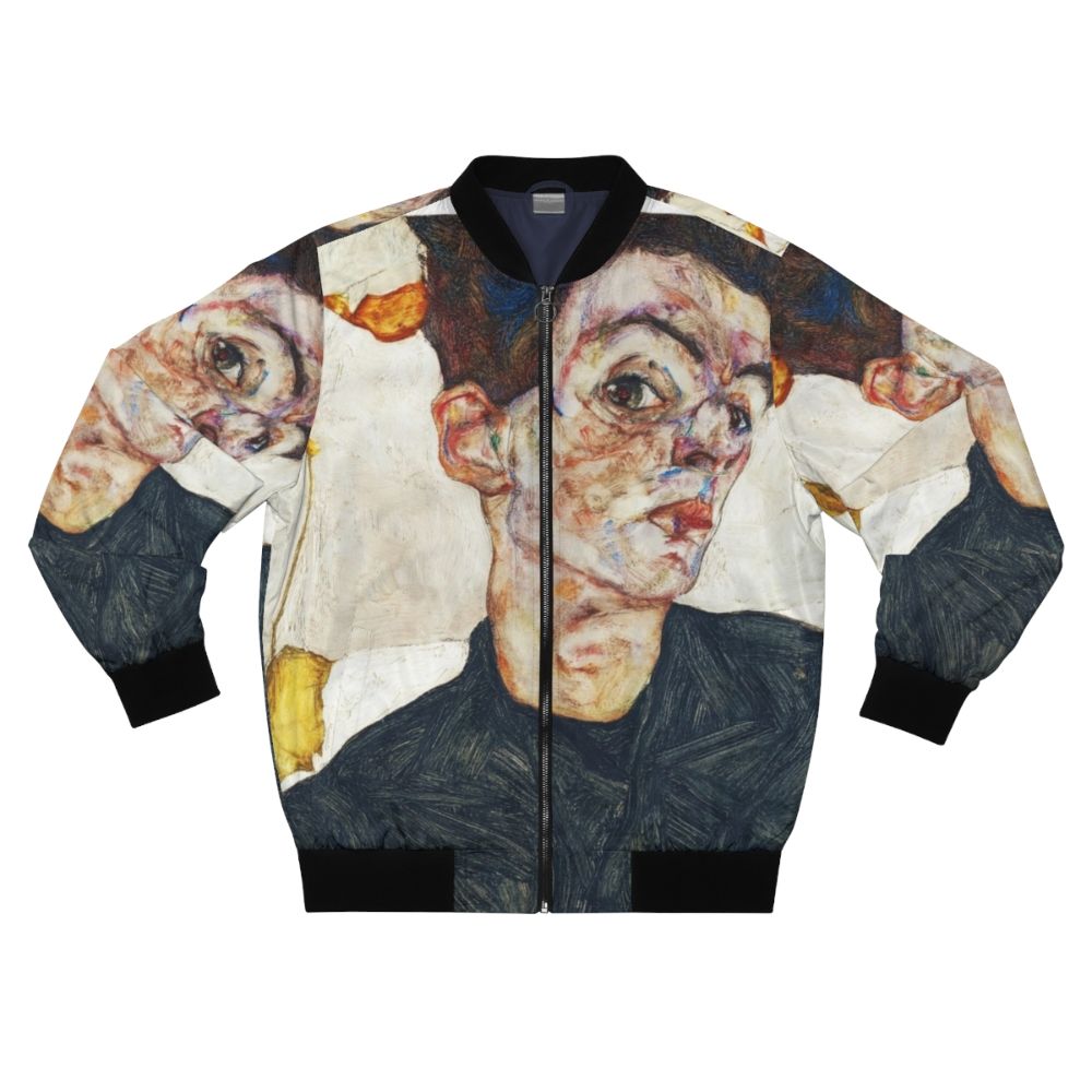 Egon Schiele self portrait with Physalis bomber jacket