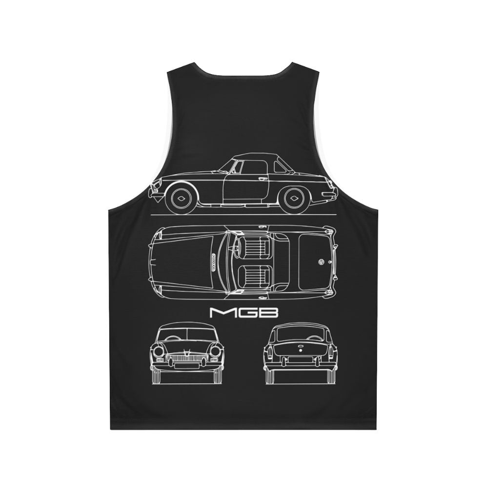 Vintage MGB blueprint unisex tank top - Back