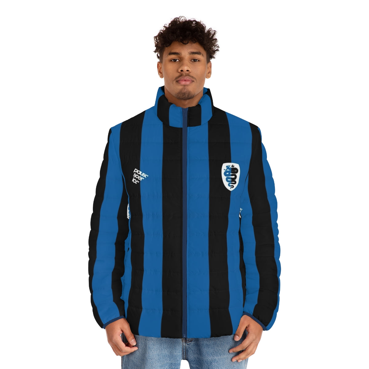 Ambrosiana puffer jacket with Inter Milan club crest and colors - men front