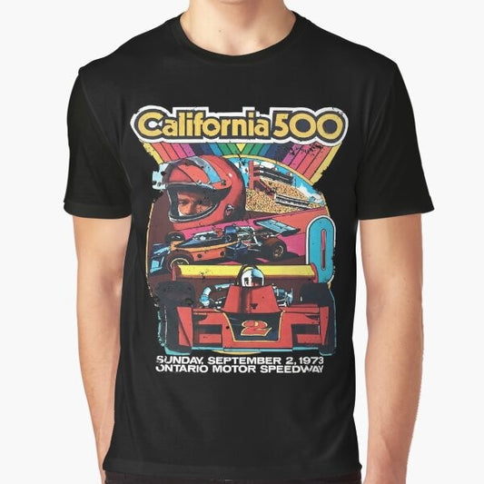 Vintage California 500 Racing Graphic T-Shirt with classic car silhouettes and motorsports inspired design