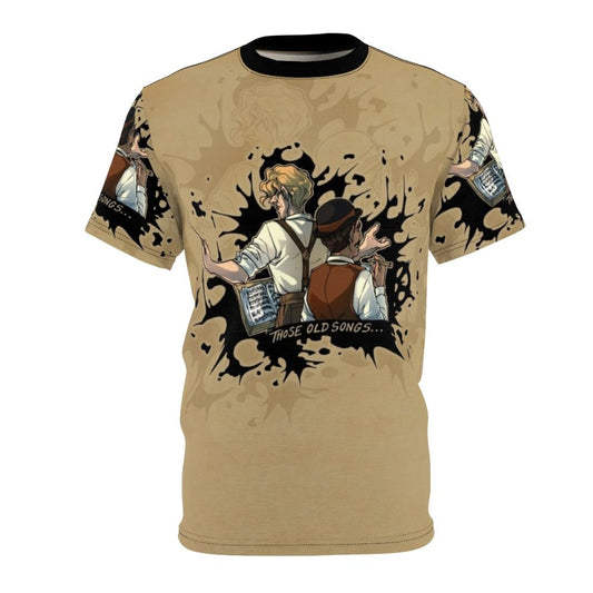 Abstract ink splatter design on a vintage style t-shirt for music lovers