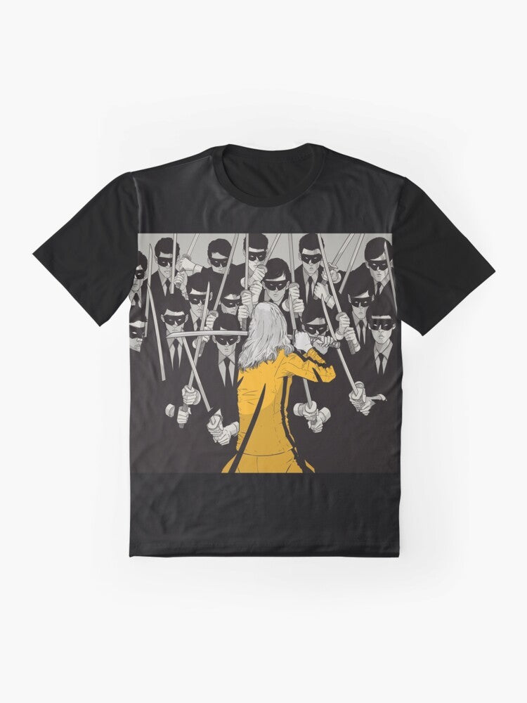 Kill Bill Cult Classic Graphic T-Shirt featuring the iconic imagery from the Quentin Tarantino film - Flat lay