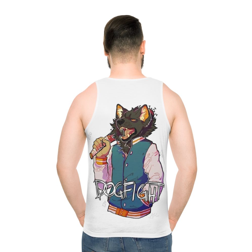 Anthropomorphic dog unisex tank top - men back