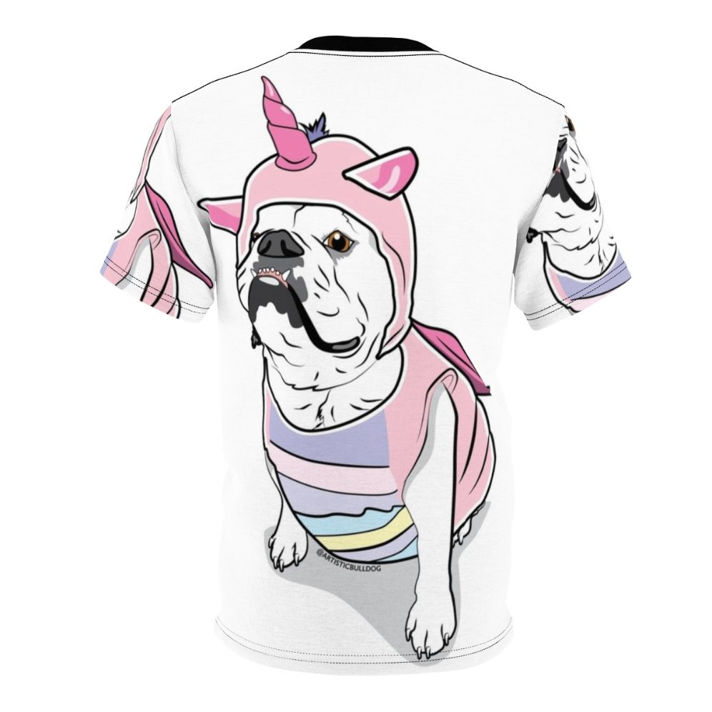 A t-shirt featuring a bulldog unicorn digital illustration - Back