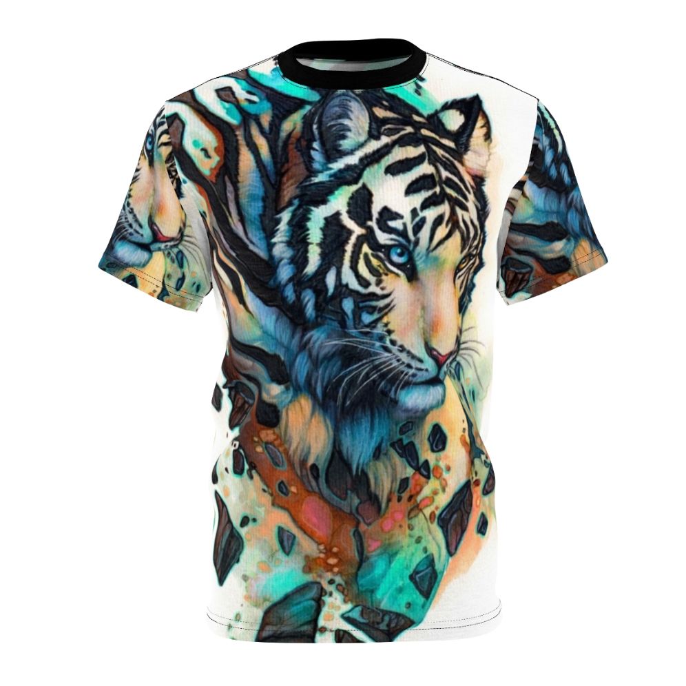 A high-quality t-shirt featuring a stunning white tiger design.