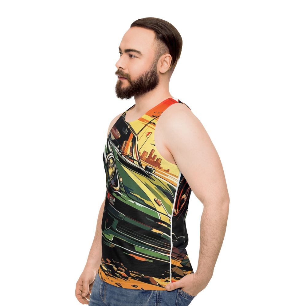 Beachside Cruise Unisex Summer Tank Top - men side