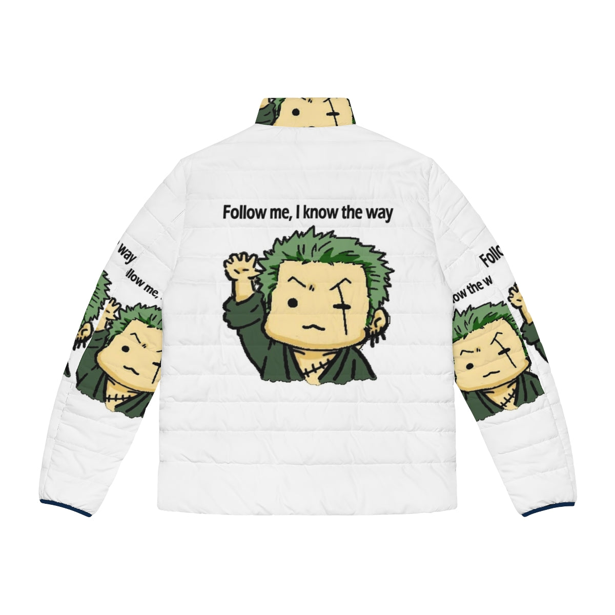 One Piece Zoro Puffer Jacket - Anime Character Cosplay Apparel - Back