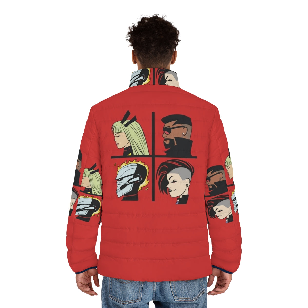 Midnight Suns Avengers Gorillaz Video Game Puffer Jacket - men back