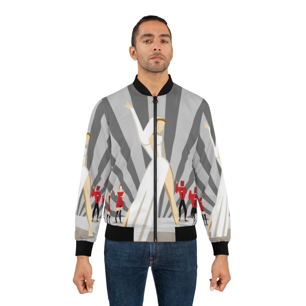 Kylie Minogue Bomber Jacket in Colorful Pop Art Design - Lifestyle