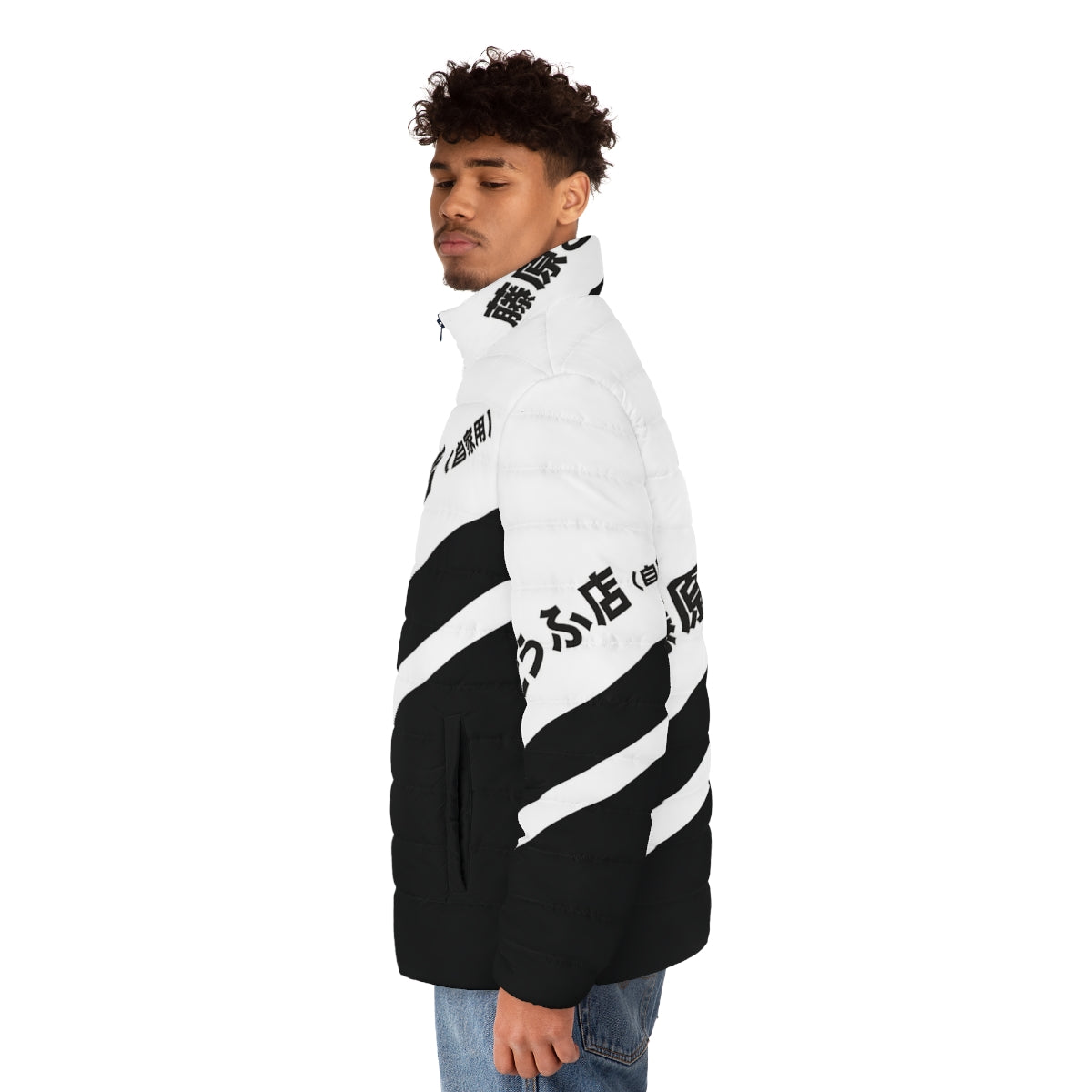 Retro Initial D Ae86 Tofu Puffer Jacket with JDM Japanese Car Vaporwave Aesthetic - men side left