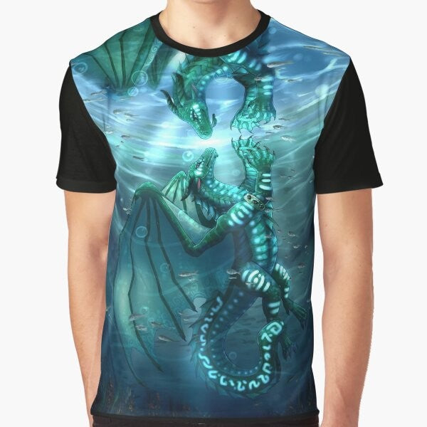 Wings of Fire Fathom and Turtle Graphic T-Shirt featuring sea dragon characters