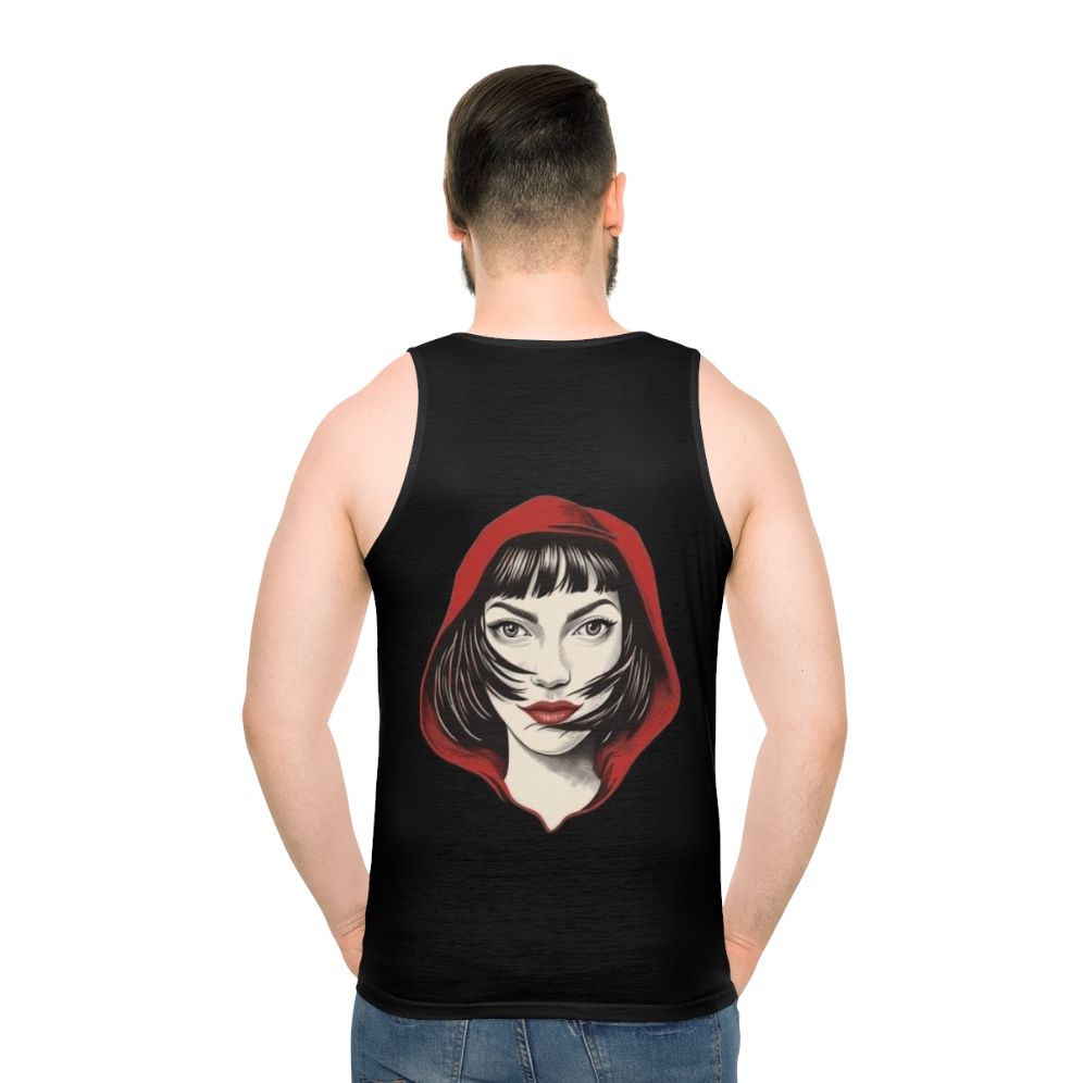 Tokyo Red Hood Unisex Tank Top featuring Money Heist character design - men back