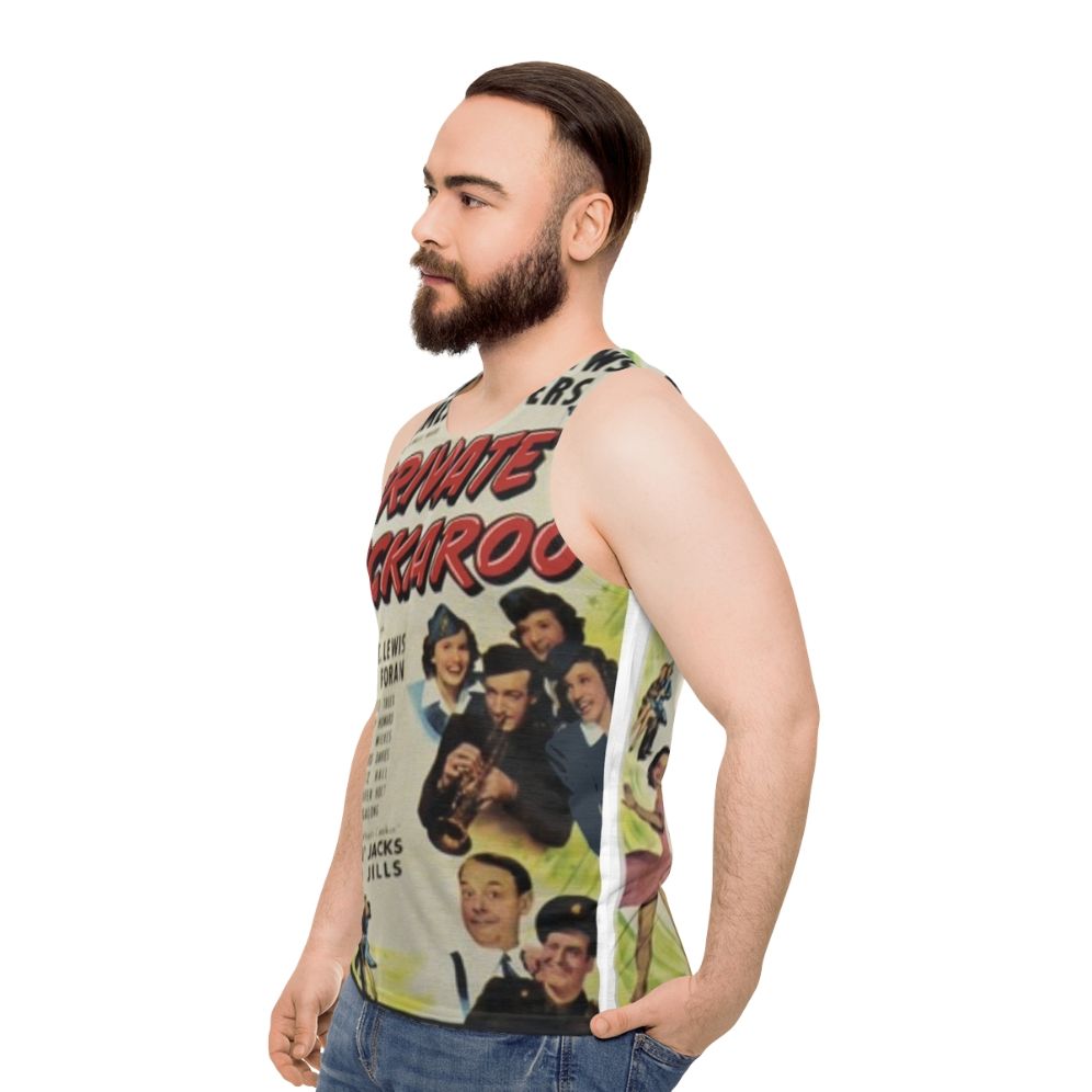 Unisex tank top with 1940s movie and music design - men side