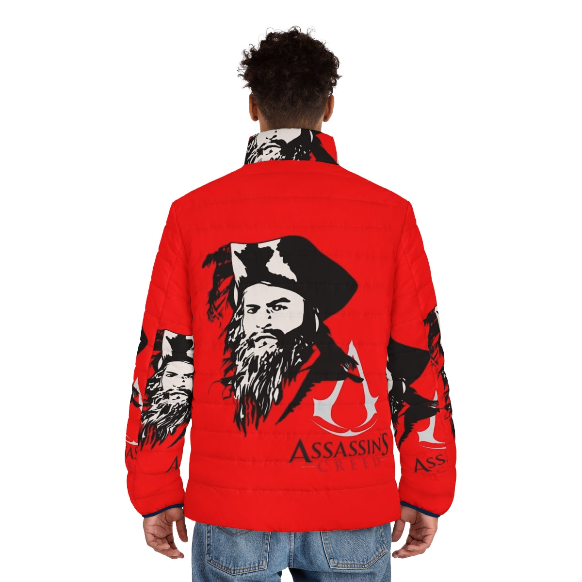 Assassin's Creed Blackbeard Puffer Jacket featuring iconic pirate design - men back