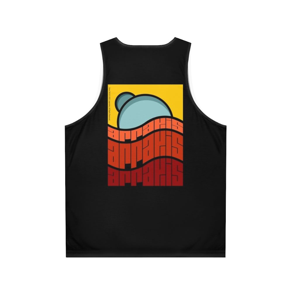 Dune movie inspired unisex tank top with Arrakis poster design - Back