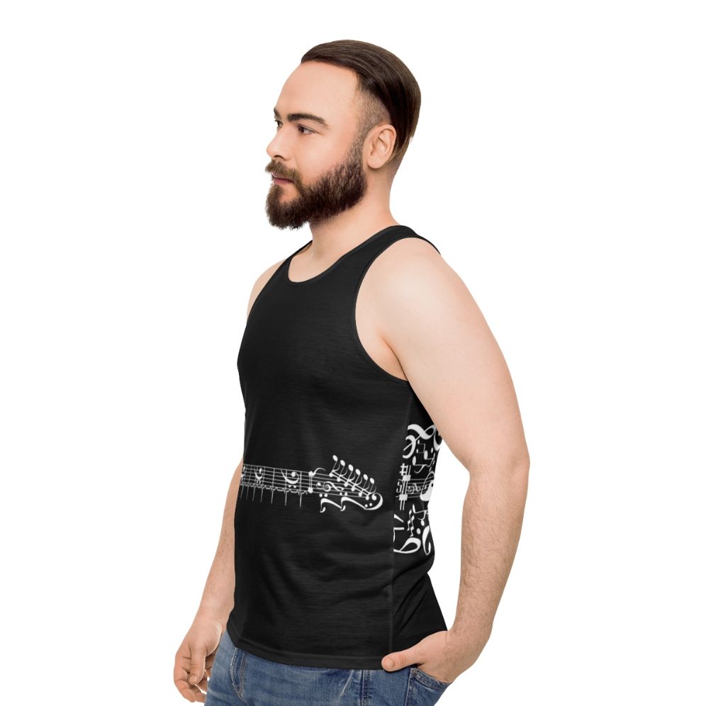 Unisex tank top with electric guitar design for music enthusiasts - men side