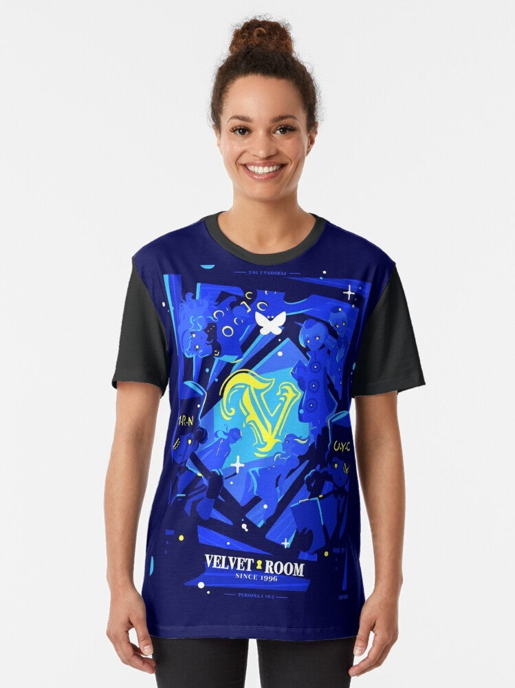 Persona 5 Velvet Room Graphic T-Shirt with Iconic Symbols - Women