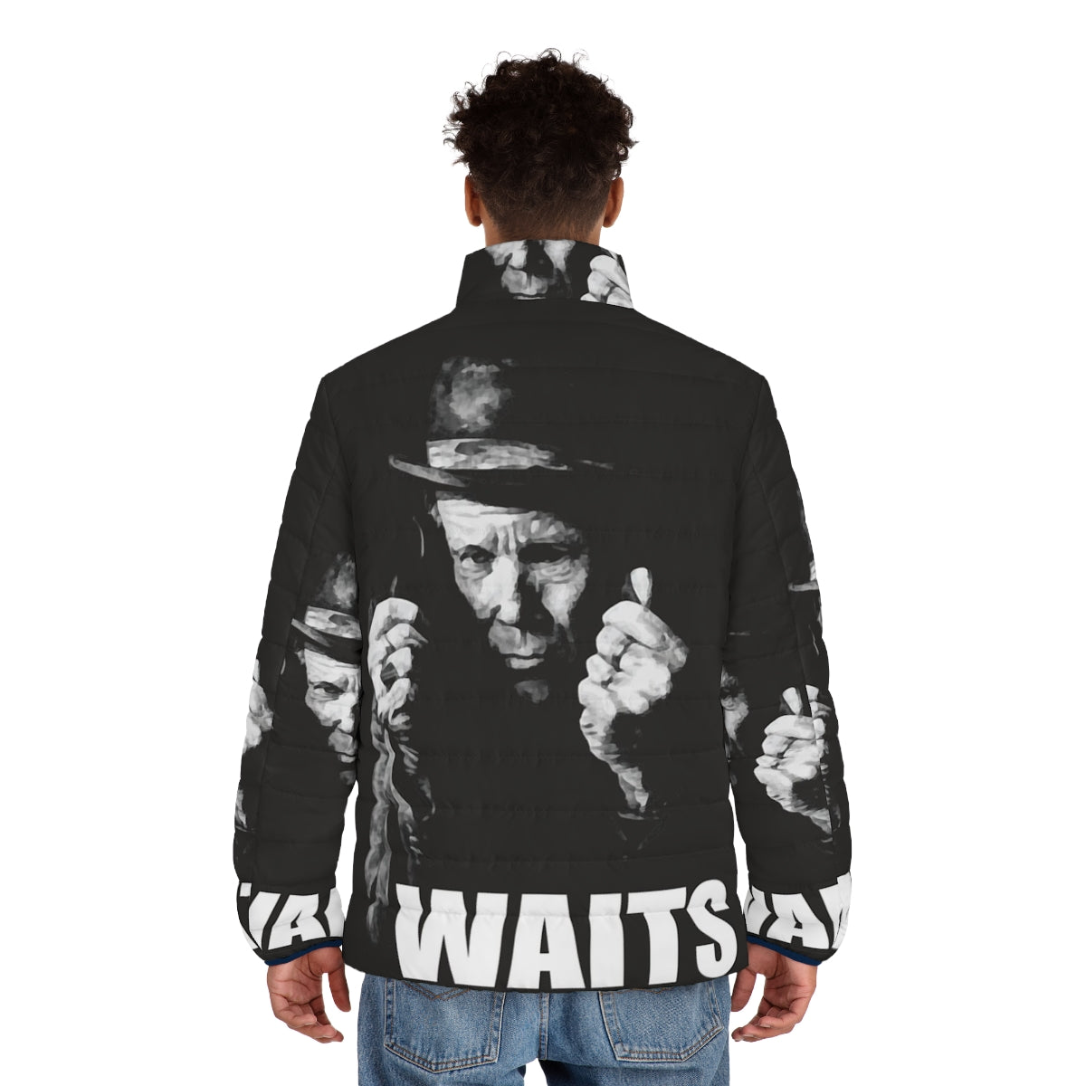 Tom Waits Inspired Puffer Jacket featuring the legendary musician's iconic look - men back