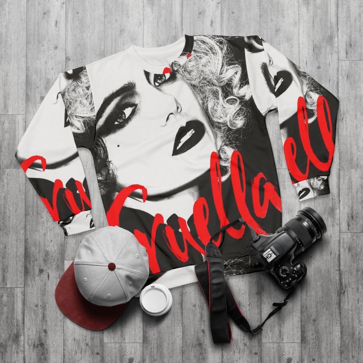 Cruella De Vil Disney Villain Sweatshirt - flat lay