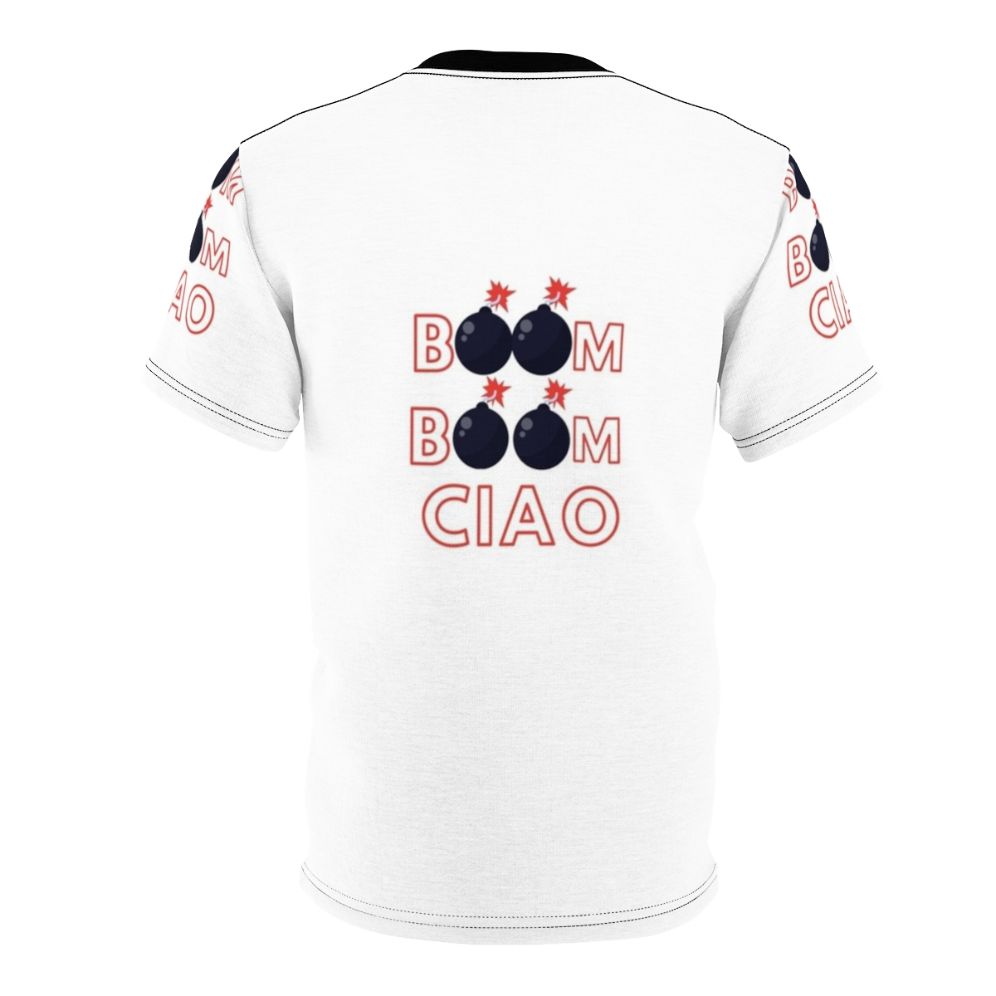 Money Heist inspired t-shirt with "Boom Boom Ciao" text - Back