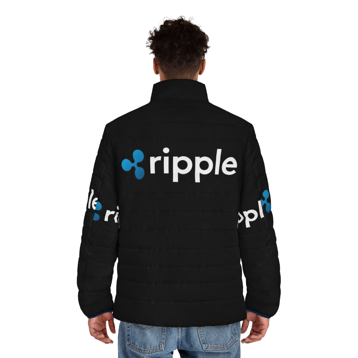 Ripple XRP Cryptocurrency Puffer Jacket - men back