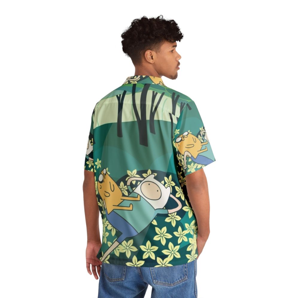 Adventure Time Tropical Flowers Hawaiian Shirt - Flat lay