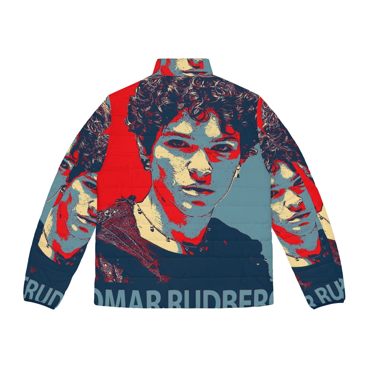 Omar Rudberg wearing a stylish puffer jacket - Back