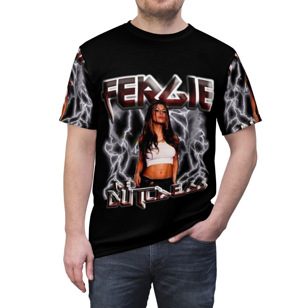 Fergie inspired rock band style graphic t-shirt with AOP (all-over print) design - men front