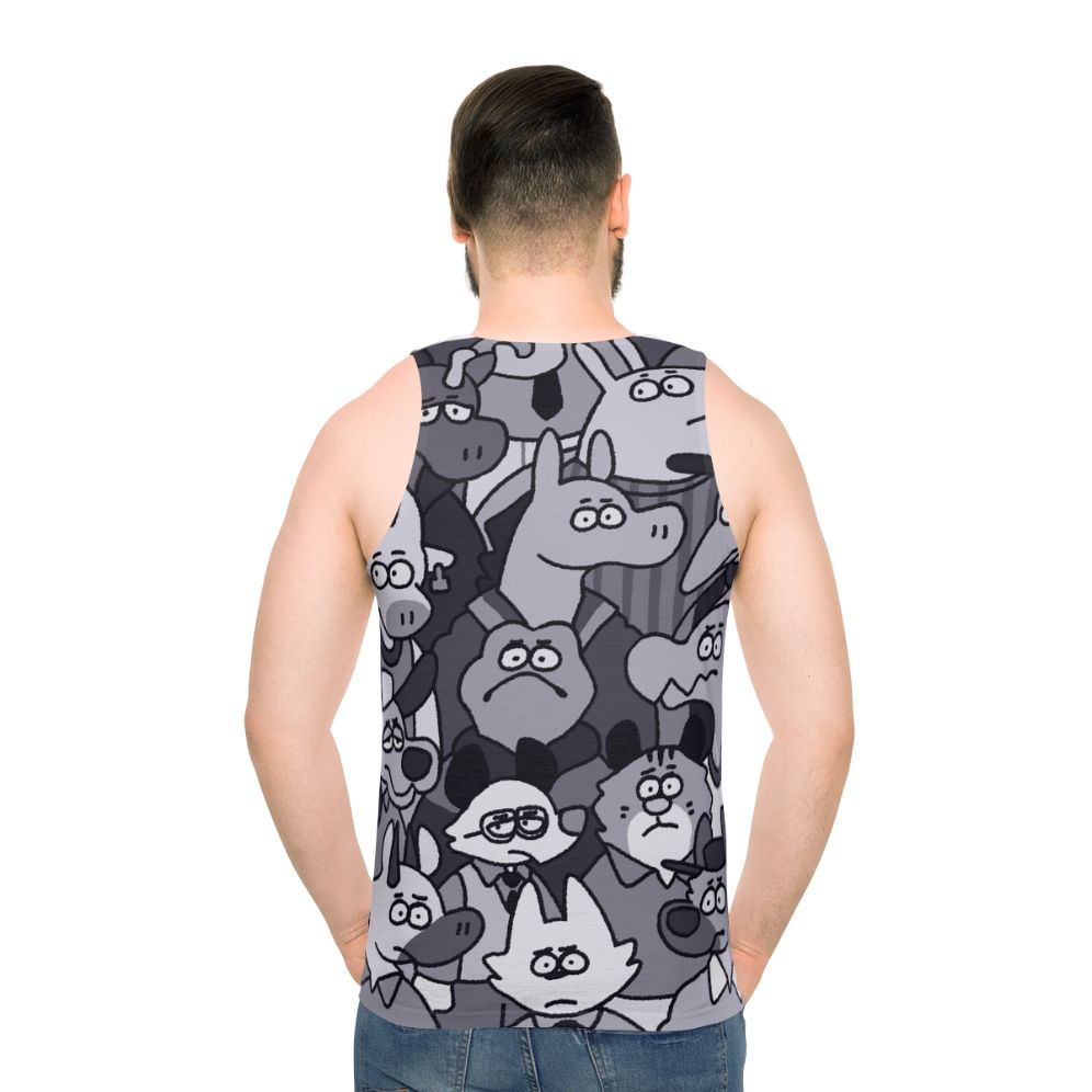 Unisex "It's Us Against the Universe" animal print graphic tank top - men back