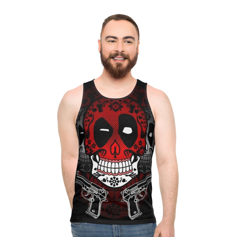 Candy Pool Unisex Tank Top with Sugar Skull Design - men