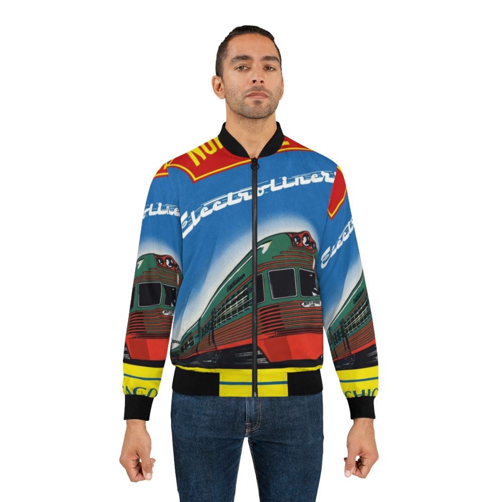 Vintage North Shore Electroliner Bomber Jacket with train and city motif - Lifestyle