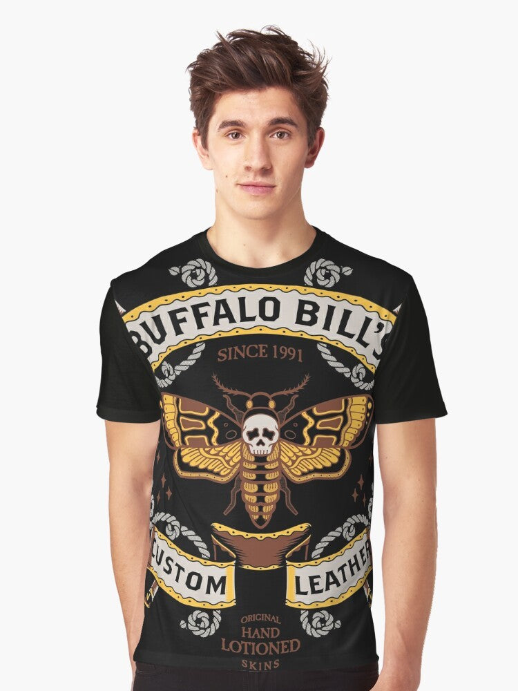 Retro Buffalo Bill graphic t-shirt with silence of the lambs inspired horror and gothic design - Men