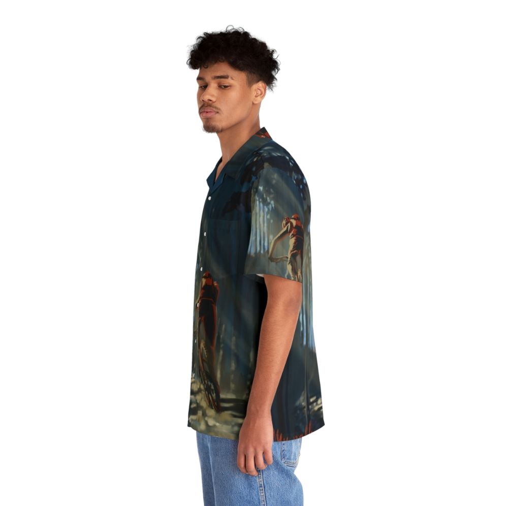 Nature-inspired Hawaiian shirt for cycling and mountain biking enthusiasts - People Left