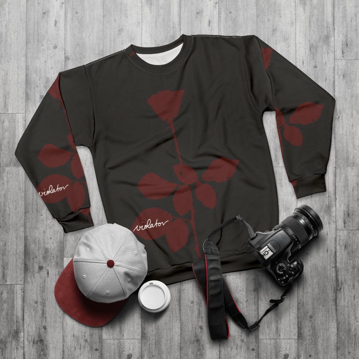 Best friend sweatshirt with rose design and violator theme - flat lay