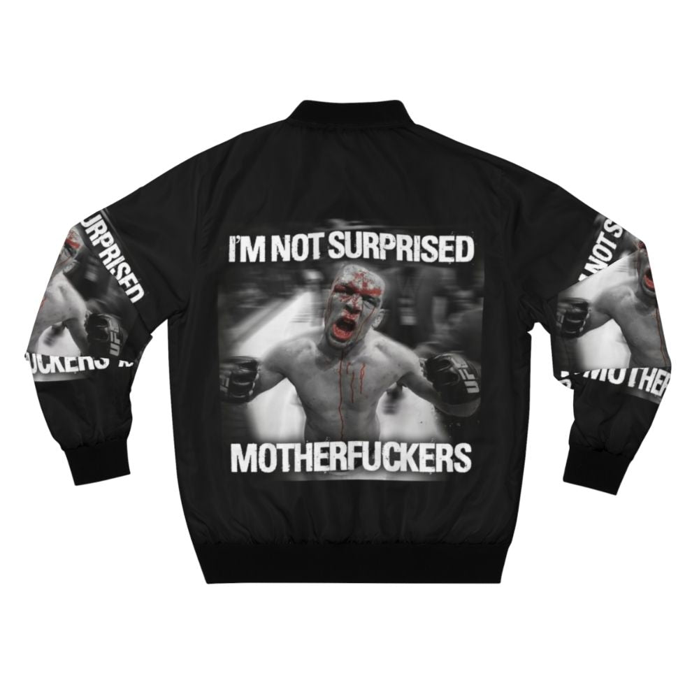 Nate Diaz "Not Surprised Motherfuckers" Bomber Jacket with UFC and Stockton 209 graphics - Back