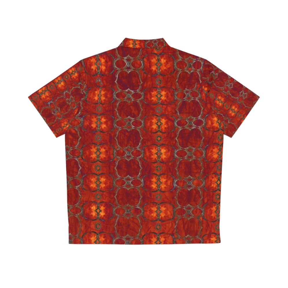 Bold African-inspired Hawaiian shirt with stripe and circle patterns - Back