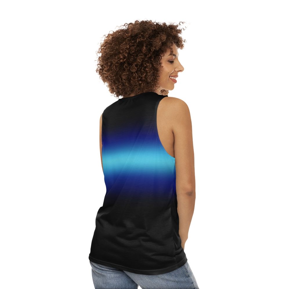 Son of Poseidon Unisex Tank Top with Blue Gradient Design - women back