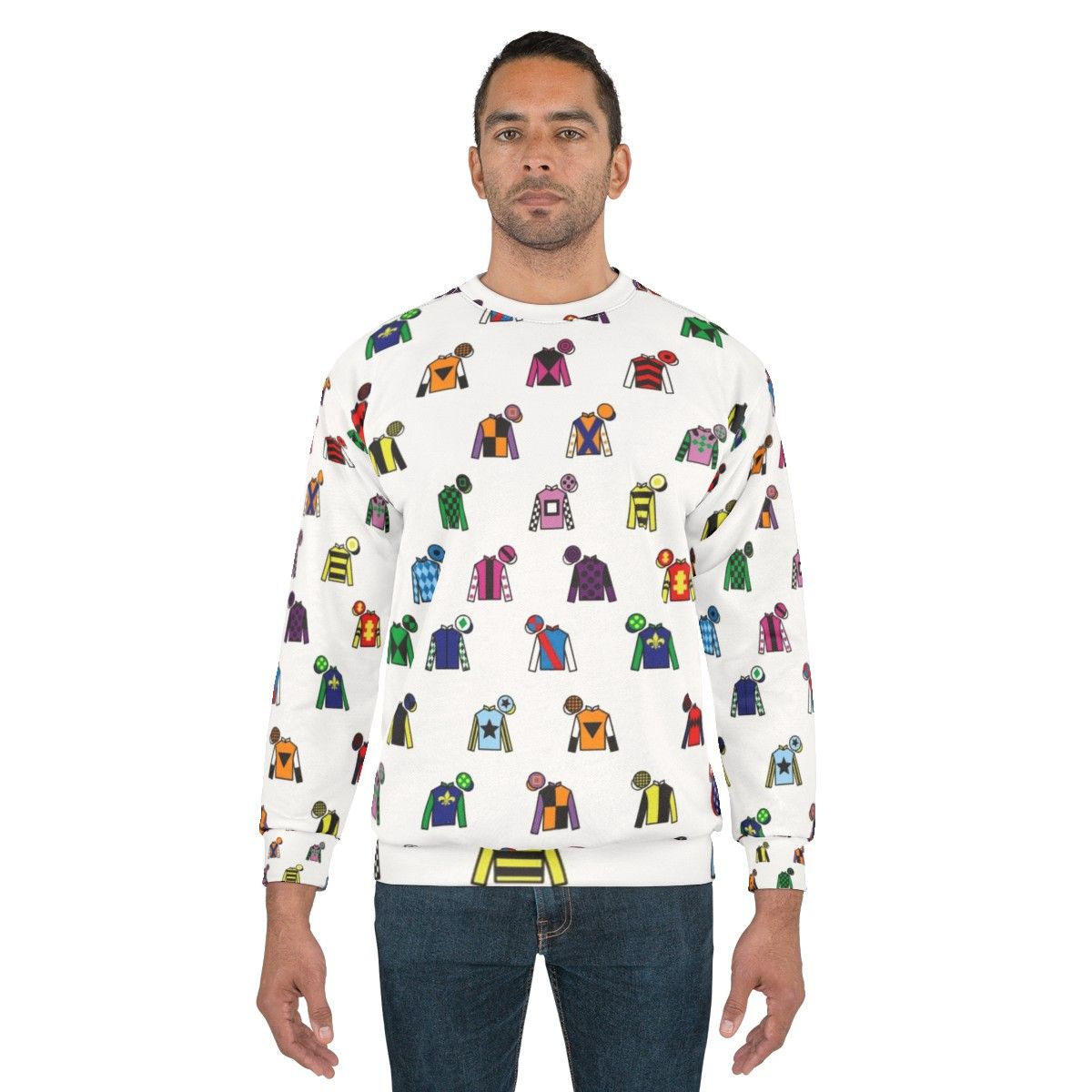 Colorful jockey silks horse racing sweatshirt - men