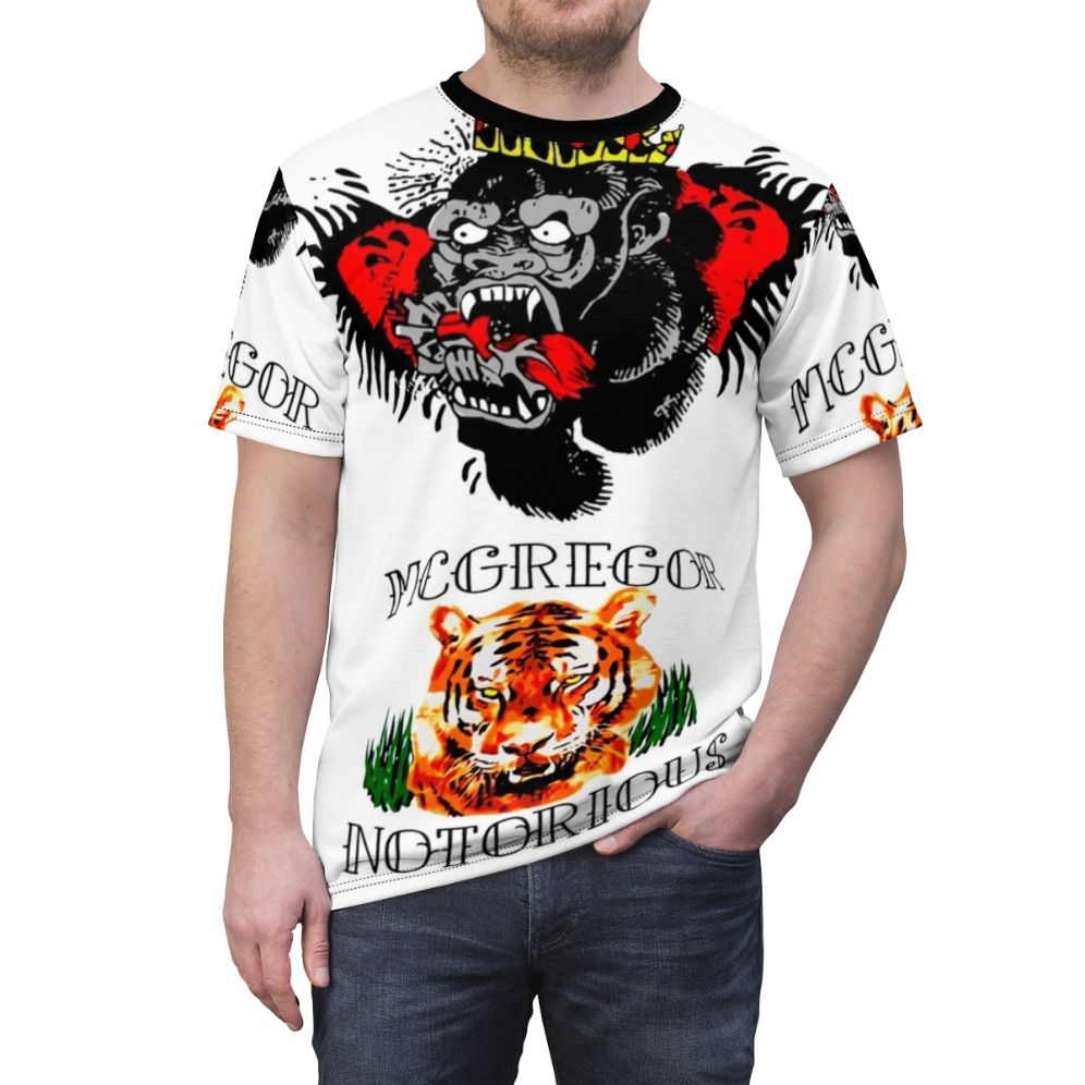 Conor McGregor inspired tattoo design printed on a high-quality t-shirt - men front