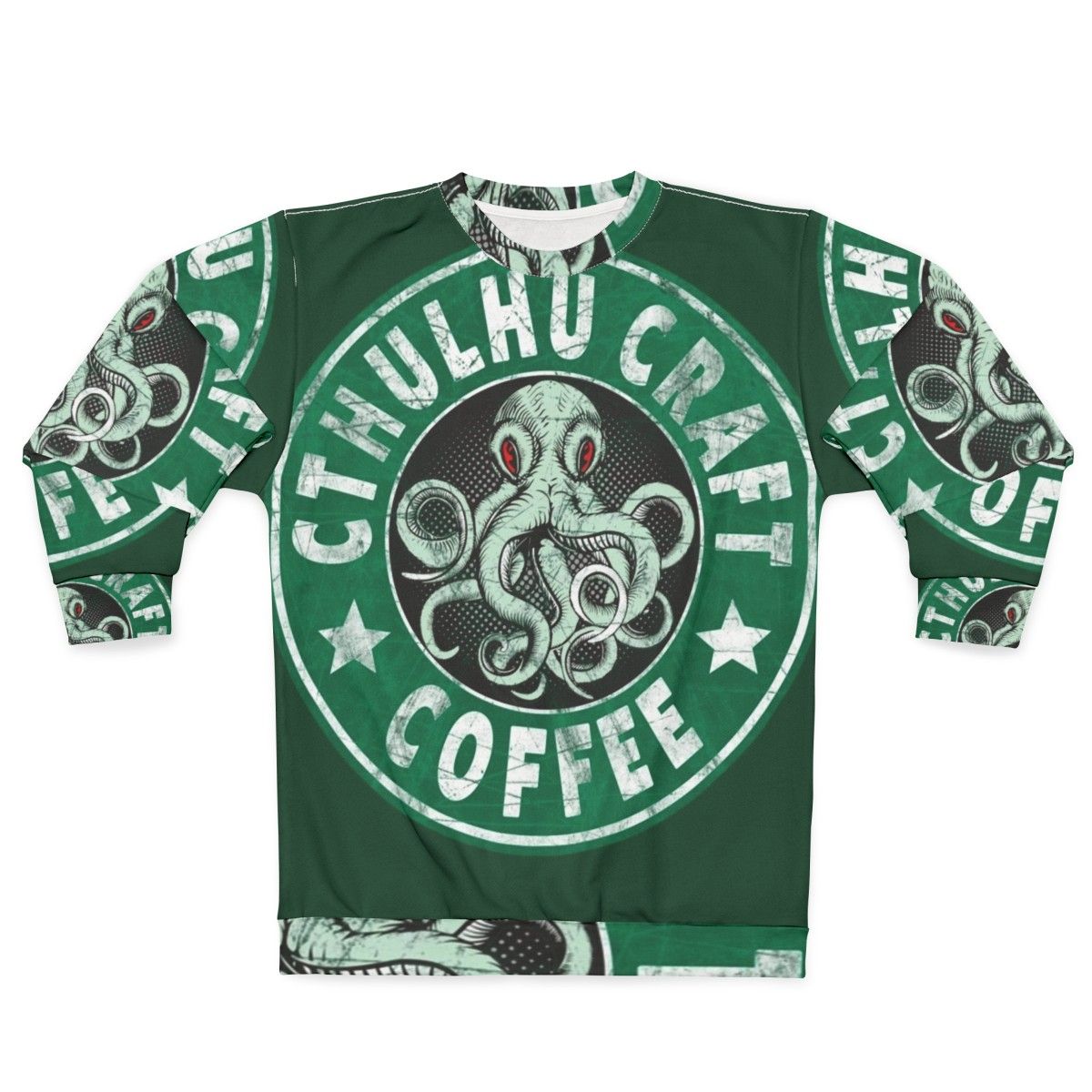 Cthulhu Craft Coffee Sweatshirt featuring a graphic design inspired by HP Lovecraft's The Call of Cthulhu