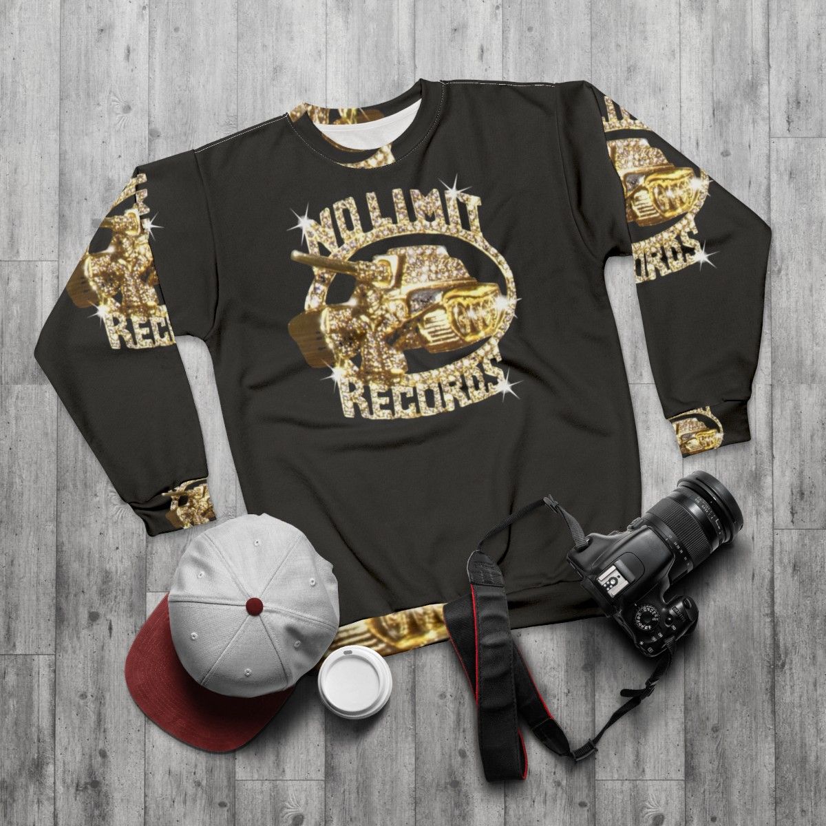 Hip Hop Label Artist Sweatshirt - flat lay