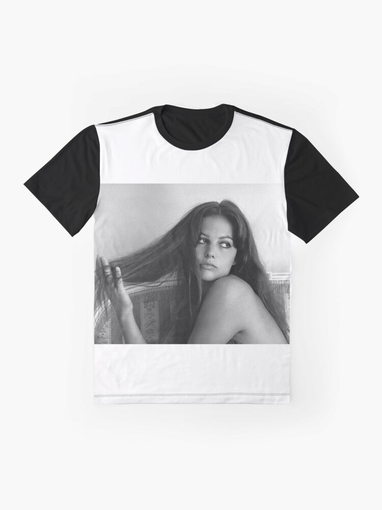 Vintage graphic t-shirt featuring iconic Italian actress Claudia Cardinale - Flat lay