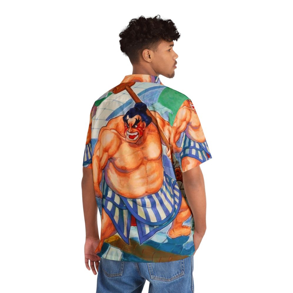 E Honda Hawaiian Shirt - Retro Video Game Inspired Apparel - People Back