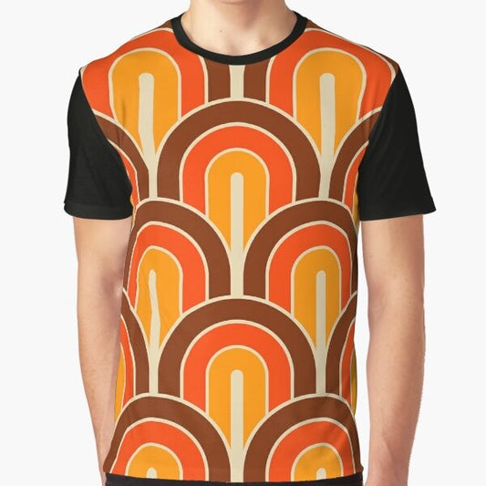 Retro geometric gradient pattern graphic t-shirt